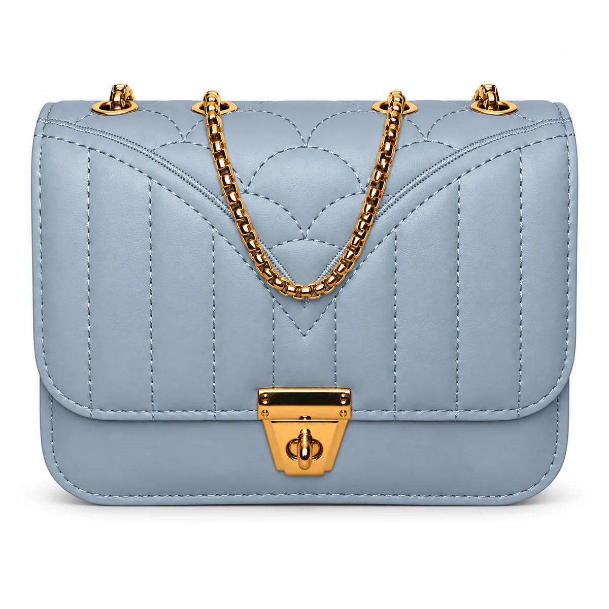 Powder Blue Quilted Chain Bag