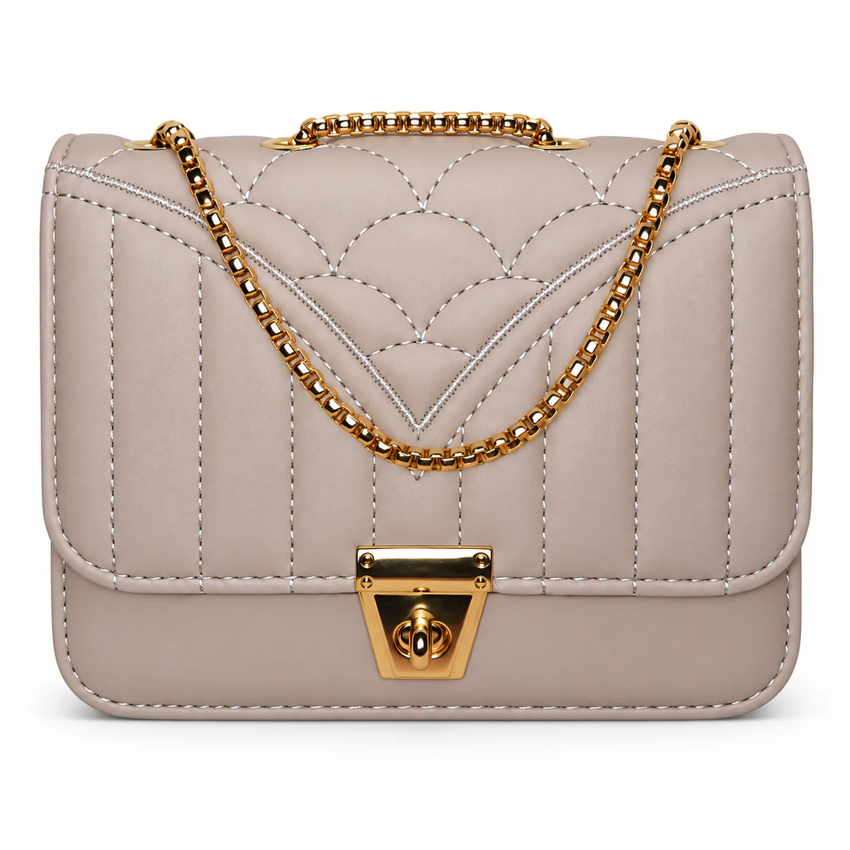 Cream Quilted Chain Bag