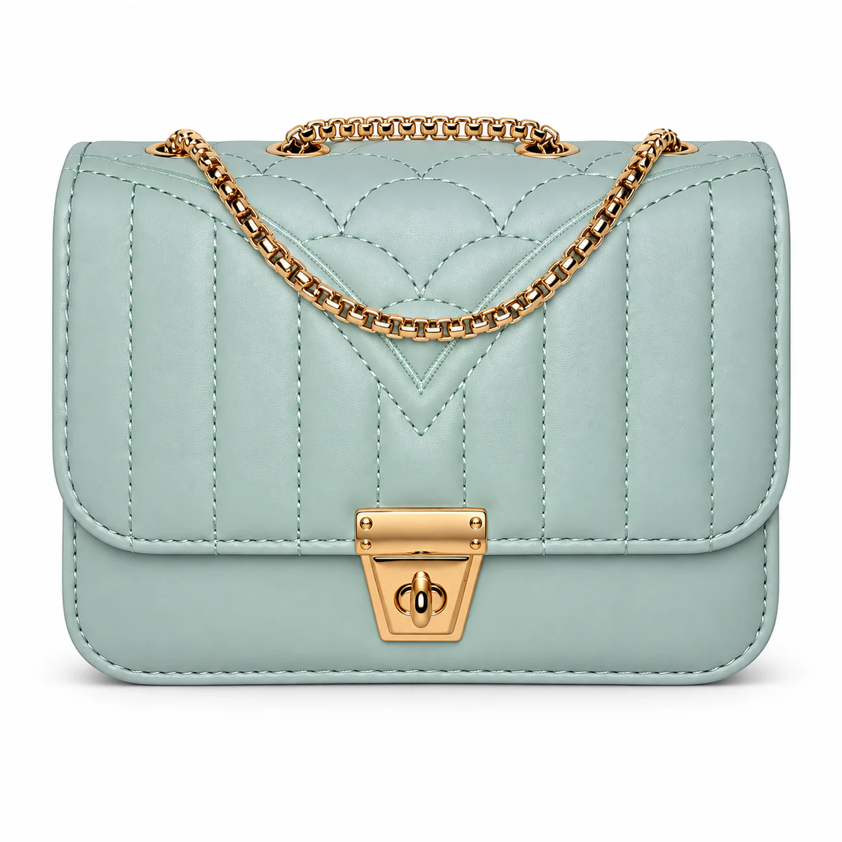 Mint Quilted Chain Bag