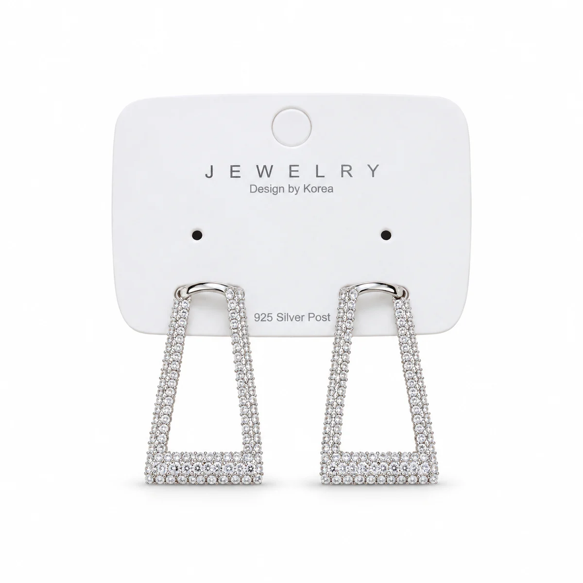 Silver Crystal Geometric Earrings