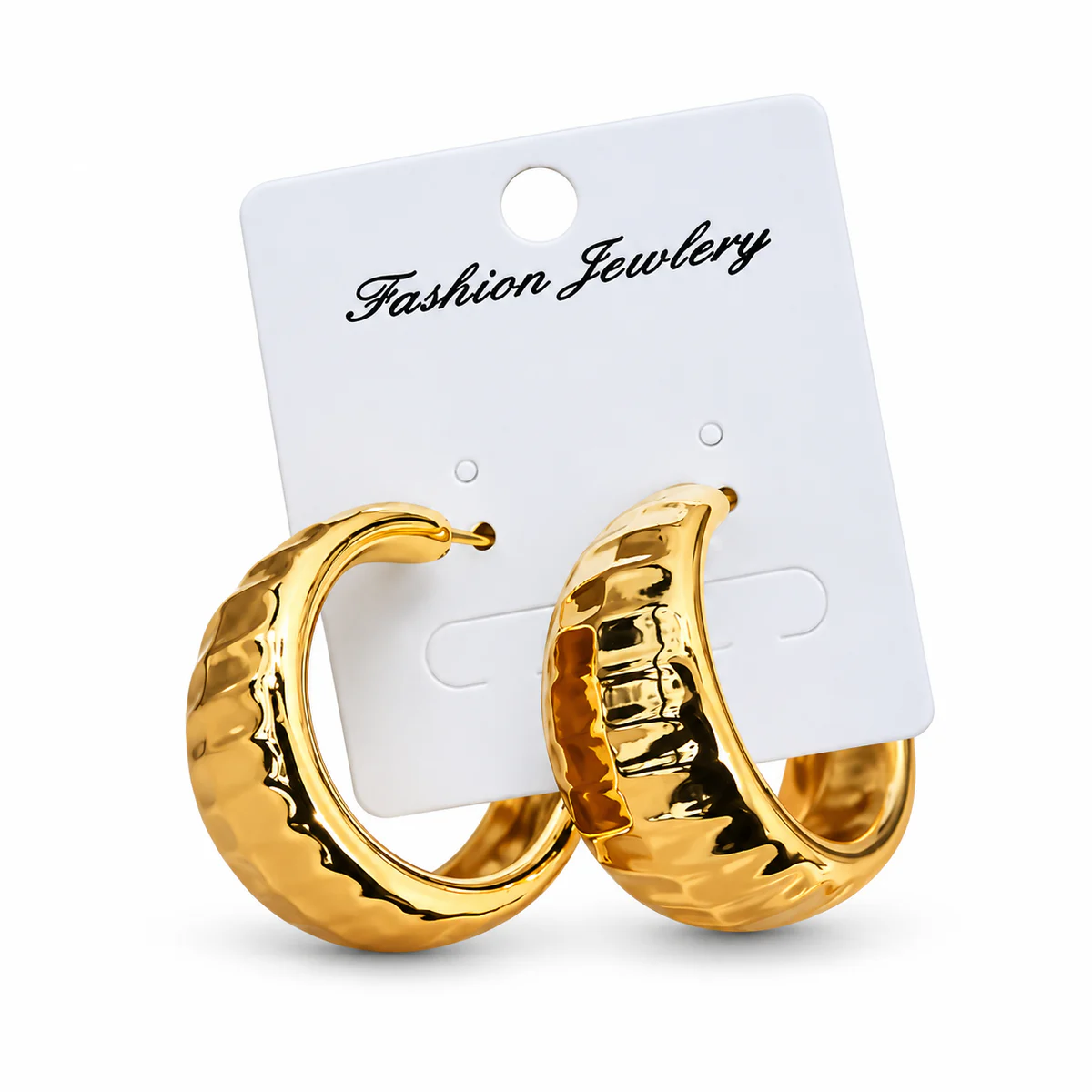 Gold Hammered Chunky Hoops